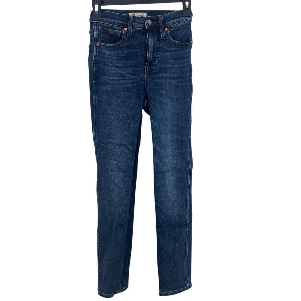 Madewell “stovepipe” dark wash non distressed high rise jeans size 23 #717